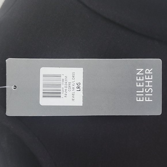 NWT Eileen Fisher Viscose Jersey stretch dress in black size Large - Picture 5 of 6